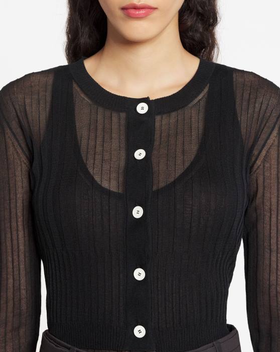 Lanvin sievietes kokvilnas un zīda jaka 40LF13 apģērbs melns