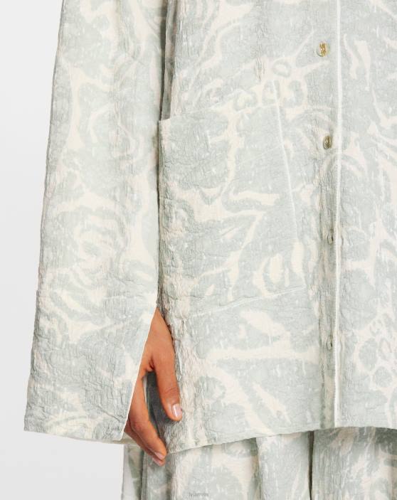 Lanvin sievietes krekls ar ziedu apdruku ar garām piedurknēm 40LF18 apģērbs salvija