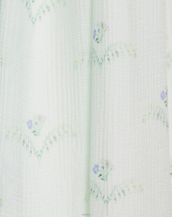 Lanvin sievietes kreppablūze ar apdruku ar garām piedurknēm 40LF17 apģērbs salvija