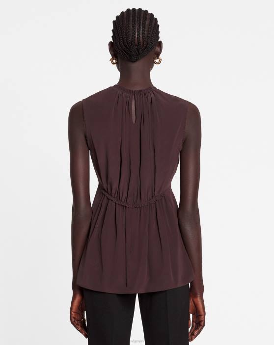 Lanvin sievietes pieguļošs tops bez piedurknēm 40LF3 apģērbs kakao