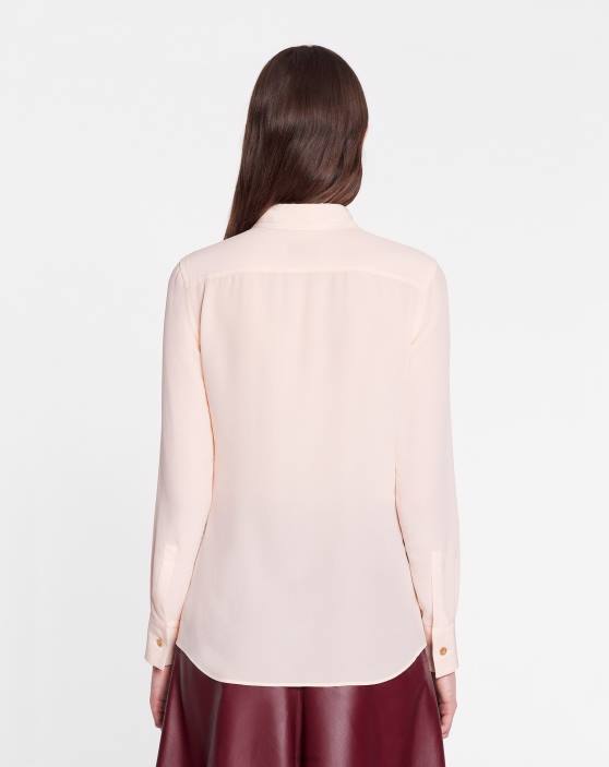 Lanvin sievietes zīda krekls ar garām piedurknēm 40LF22 apģērbs pasteļa aprikoze