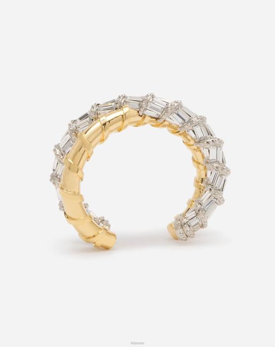 Lanvin sievietes bagetes melodija rokassprādze 40LF196 Piederumi zelts/kristāls