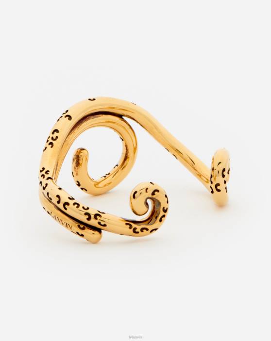 Lanvin sievietes rateau šaura rokassprādze 40LF212 Piederumi melns/zelts