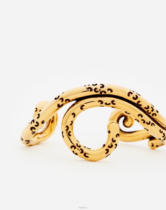 Lanvin sievietes rateau šaura rokassprādze 40LF212 Piederumi melns/zelts