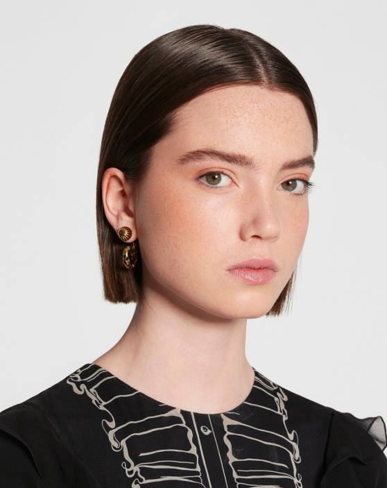 Lanvin sievietes rateau auskari 40LF213 Piederumi melns/zelts