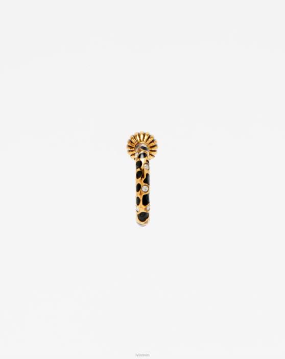 Lanvin sievietes rateau auskari 40LF213 Piederumi melns/zelts