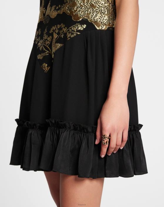 Lanvin sievietes rateau gredzens 40LF209 Piederumi melns/zelts