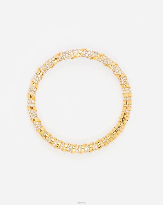 Lanvin sievietes rhinestone melodie choker kaklarota 40LF200 Piederumi zelts/kristāls