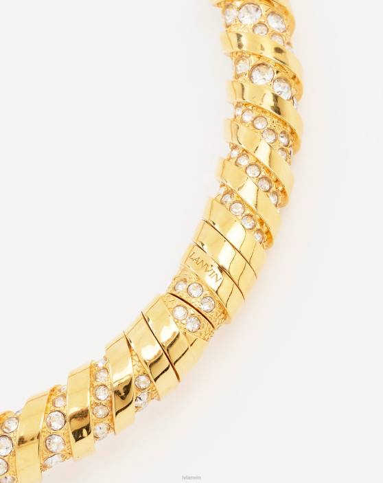 Lanvin sievietes rhinestone melodie choker kaklarota 40LF200 Piederumi zelts/kristāls