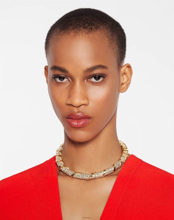 Lanvin sievietes rhinestone melodie choker kaklarota 40LF200 Piederumi zelts/kristāls