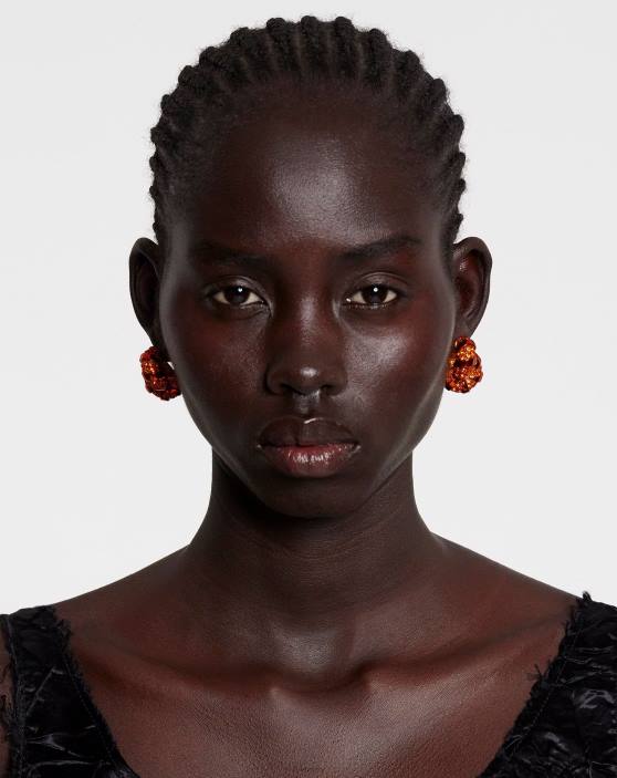 Lanvin sievietes rhinestone melodiju auskari 40LF195 Piederumi apelsīns