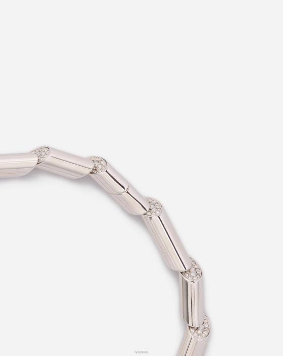 Lanvin sievietes secība ar rhinestone kaklarotu 40LF190 Piederumi sudrabs/kristāls