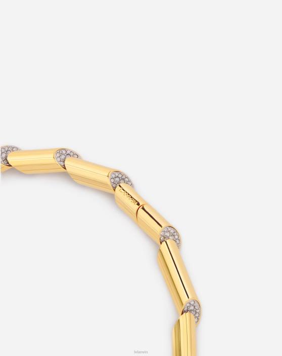 Lanvin sievietes secība ar rhinestone kaklarotu 40LF192 Piederumi zelts/kristāls