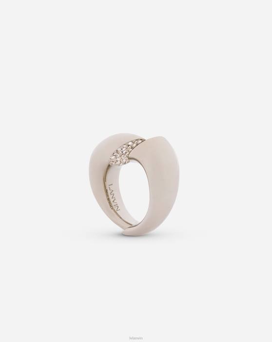 Lanvin sievietes secība pēc rhinestone gredzena 40LF191 Piederumi sudrabs/kristāls