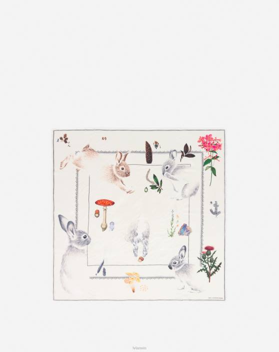 Lanvin sievietes botanica zīda šalle 40LF517 Piederumi gandrīz balts
