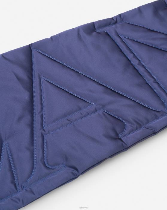 Lanvin sievietes satīna stepēta šalle 40LF524 Piederumi nakts zils