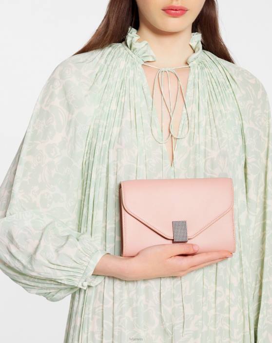 Lanvin sievietes concerto maks uz ķēdes ādas somas 40LF158 Piederumi pasteļa aprikoze