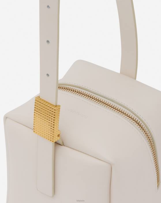 Lanvin sievietes temps ar ādas somiņu 40LF163 Piederumi gandrīz balts