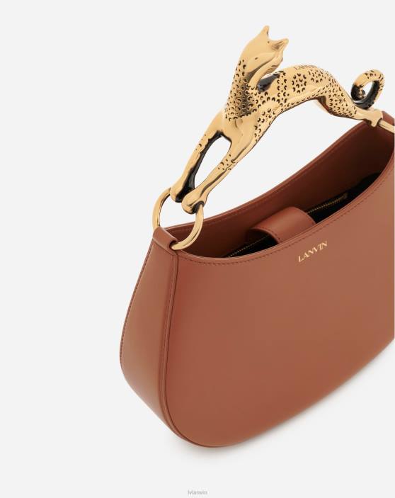 Lanvin sievietes ādas klaiņojoša kaķa soma sm 40LF175 Piederumi brūns