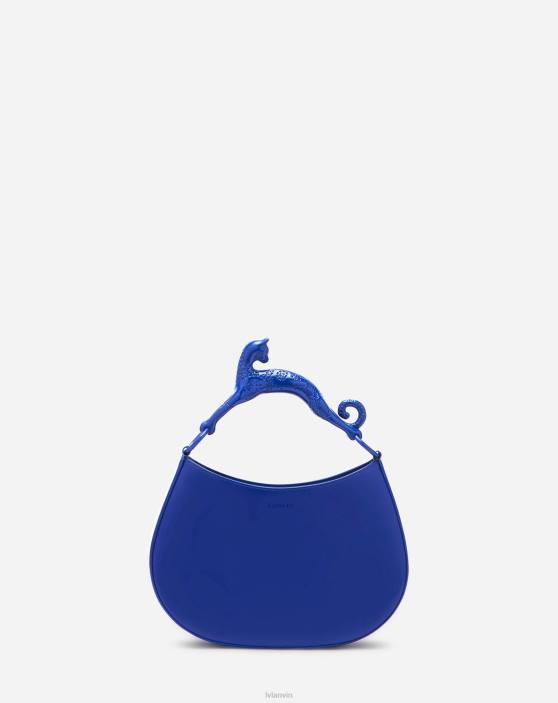 Lanvin sievietes ādas pm klaiņojošo kaķu soma 40LF180 Piederumi majorelle zila