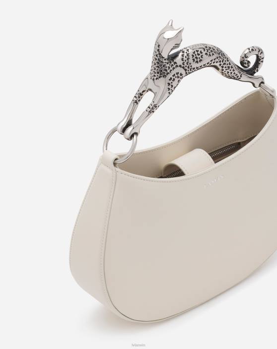 Lanvin sievietes ādas sm hobo kaķu soma 40LF172 Piederumi krīts