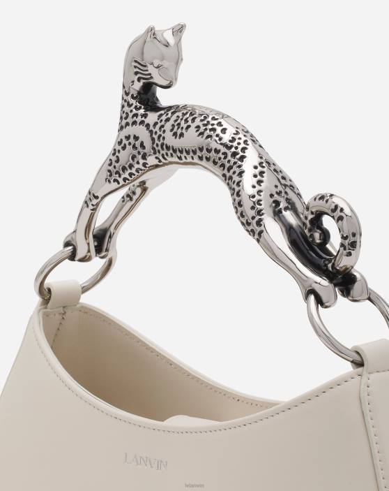 Lanvin sievietes ādas sm hobo kaķu soma 40LF172 Piederumi krīts