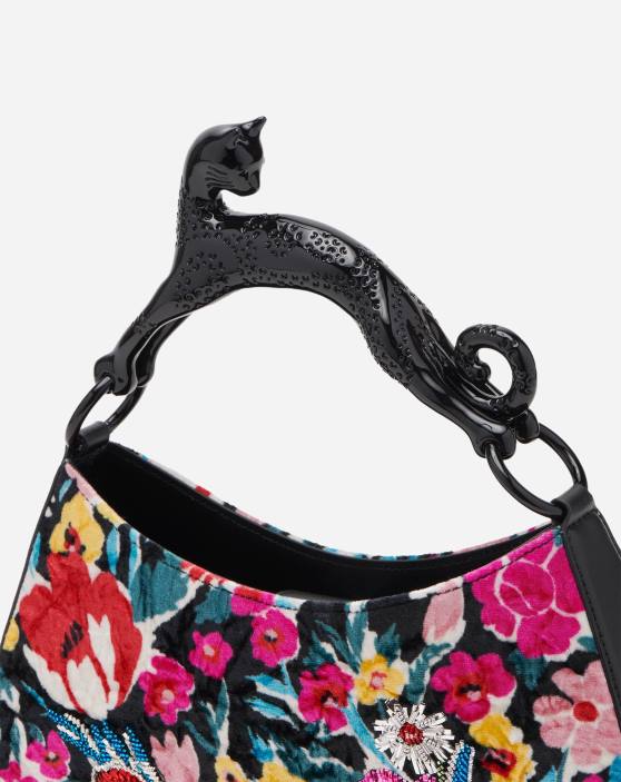 Lanvin sievietes izšūta pm hobo cat bag 40LF181 Piederumi melns/daudzkrāsains