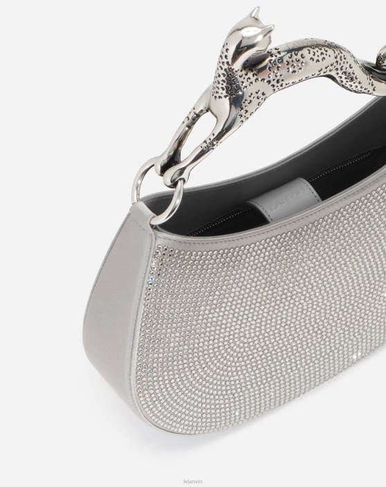 Lanvin sievietes rhinestone klaiņojoša kaķa soma mm 40LF179 Piederumi Sudrabs