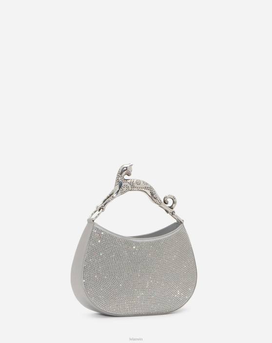 Lanvin sievietes rhinestone klaiņojoša kaķa soma mm 40LF179 Piederumi Sudrabs