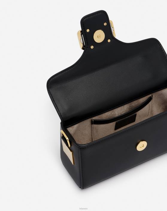 Lanvin sievietes ādas un rhinestone nano zīmuļu kaķu soma 40LF123 Piederumi melns