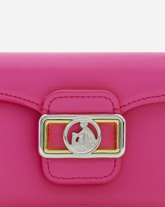Lanvin sievietes mazs spīdīgas ādas kontinentālais zīmuļu maciņš 40LF134 Piederumi rozā