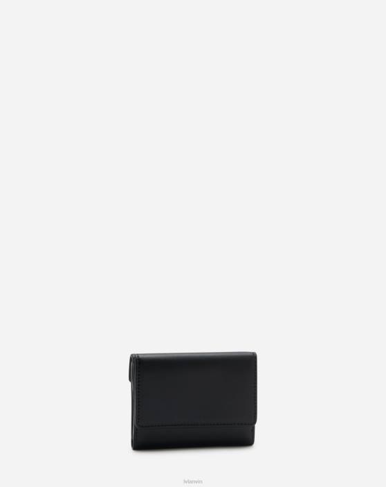Lanvin sievietes mazs spīdīgas ādas kontinentālais zīmuļu maciņš 40LF145 Piederumi melns