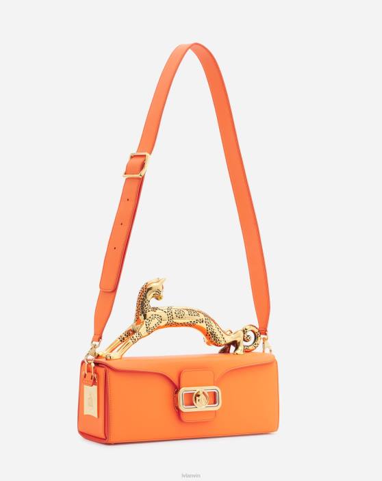 Lanvin sievietes mm ādas zīmuļu kaķu soma 40LF119 Piederumi spilgti oranža