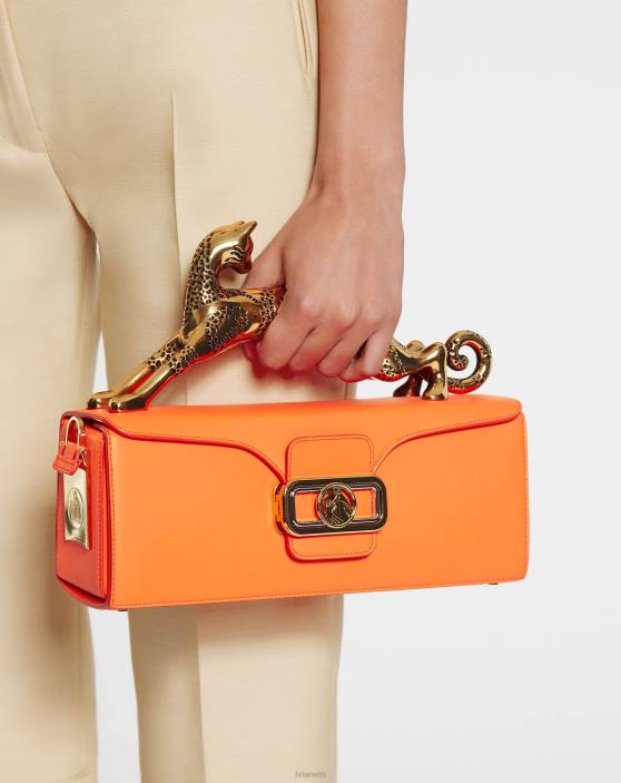 Lanvin sievietes mm ādas zīmuļu kaķu soma 40LF119 Piederumi spilgti oranža