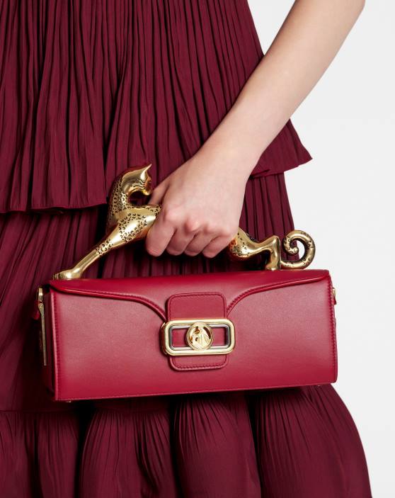 Lanvin sievietes mm ādas zīmuļu kaķu soma 40LF128 Piederumi bordo