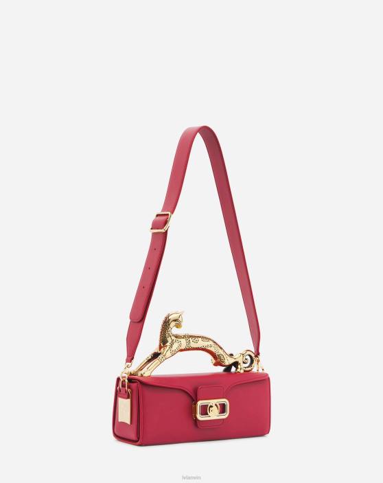 Lanvin sievietes mm ādas zīmuļu kaķu soma 40LF128 Piederumi bordo