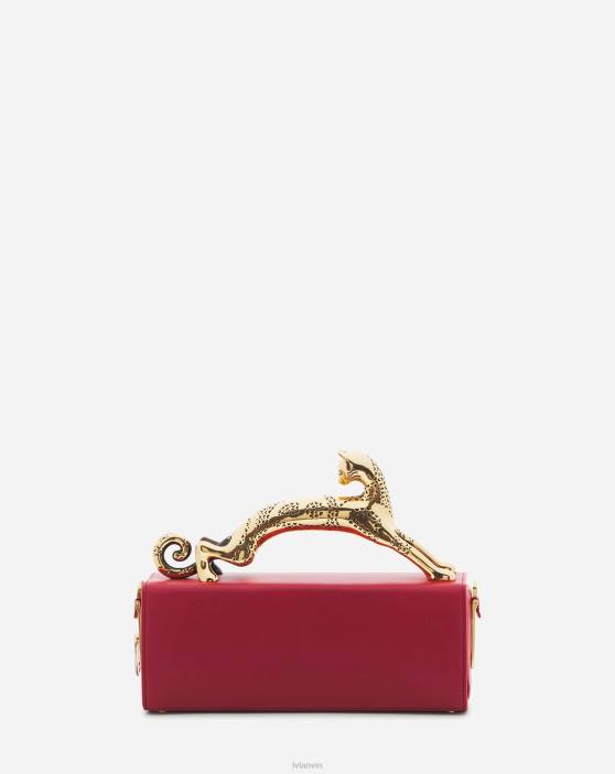 Lanvin sievietes mm ādas zīmuļu kaķu soma 40LF128 Piederumi bordo