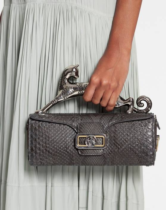 Lanvin sievietes mm zīmuļa kaķa soma pitonā 40LF139 Piederumi antracīts