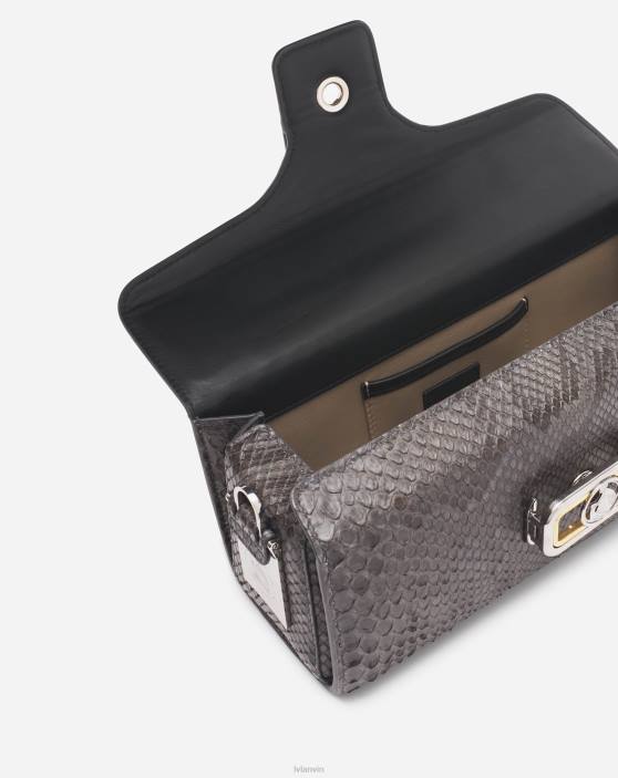 Lanvin sievietes mm zīmuļa kaķa soma pitonā 40LF139 Piederumi antracīts