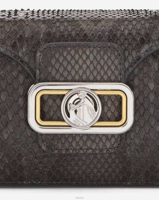 Lanvin sievietes mm zīmuļa kaķa soma pitonā 40LF139 Piederumi antracīts