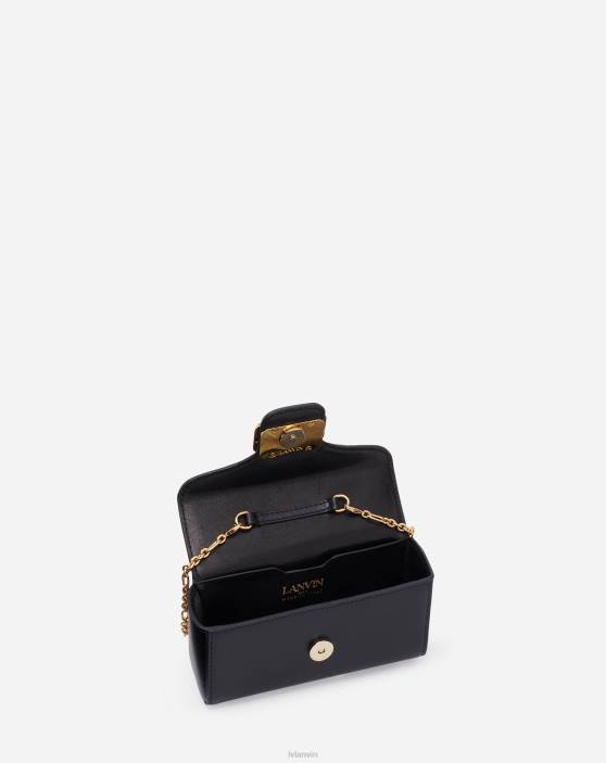 Lanvin sievietes spīdīgas ādas mikro zīmuļu soma 40LF147 Piederumi melns