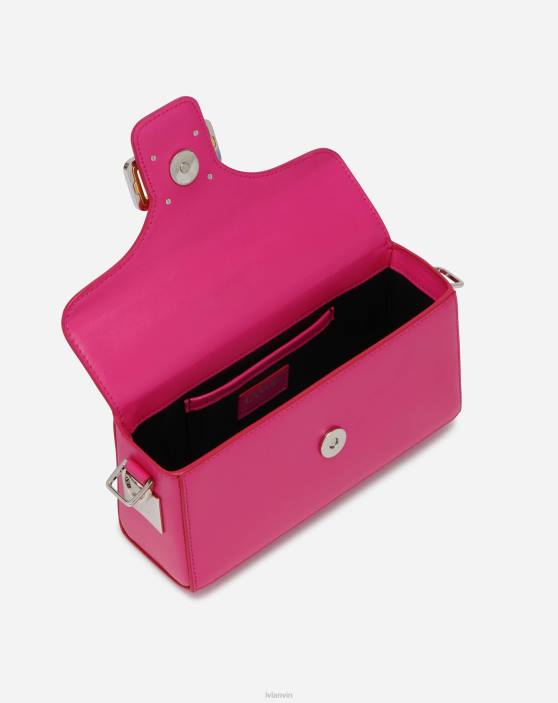 Lanvin sievietes spīdīgas ādas nano zīmuļu soma 40LF132 Piederumi rozā