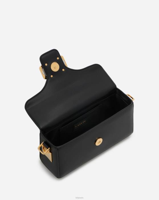 Lanvin sievietes spīdīgas ādas nano zīmuļu soma 40LF141 Piederumi melns