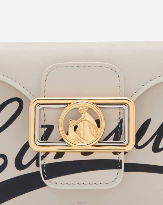 Lanvin sievietes spīdīgas ādas nano zīmuļu soma 40LF144 Piederumi balts