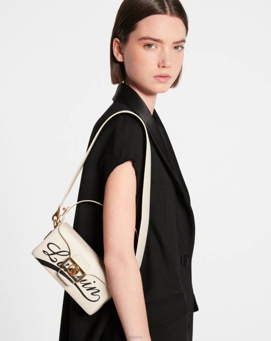 Lanvin sievietes spīdīgas ādas nano zīmuļu soma 40LF144 Piederumi balts