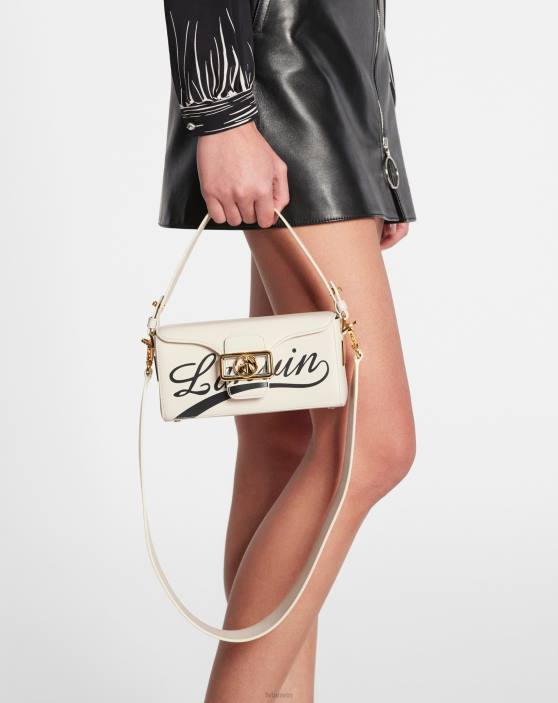 Lanvin sievietes spīdīgas ādas nano zīmuļu soma 40LF144 Piederumi balts