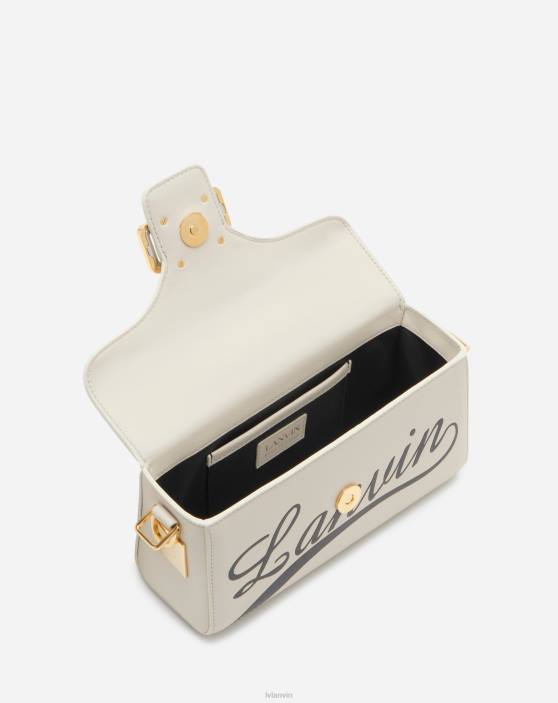 Lanvin sievietes spīdīgas ādas nano zīmuļu soma 40LF144 Piederumi balts