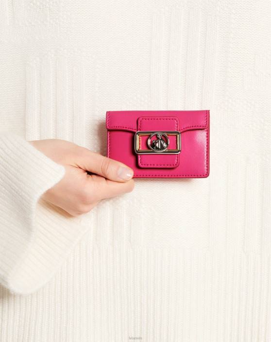 Lanvin sievietes spīdīgas ādas zīmuļu karšu turētājs 40LF133 Piederumi rozā
