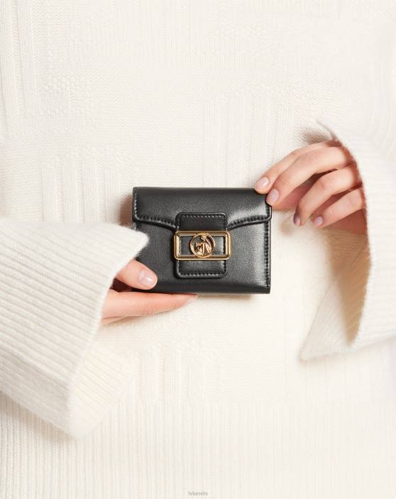 Lanvin sievietes spīdīgas ādas zīmuļu karšu turētājs 40LF146 Piederumi melns