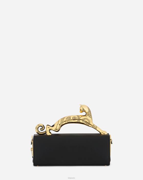 Lanvin sievietes zīmulis kaķa soma kastē teļš 40LF148 Piederumi melns